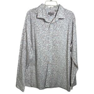 Ted Baker Abstract Floral Print Dress Shirt Size XXL White